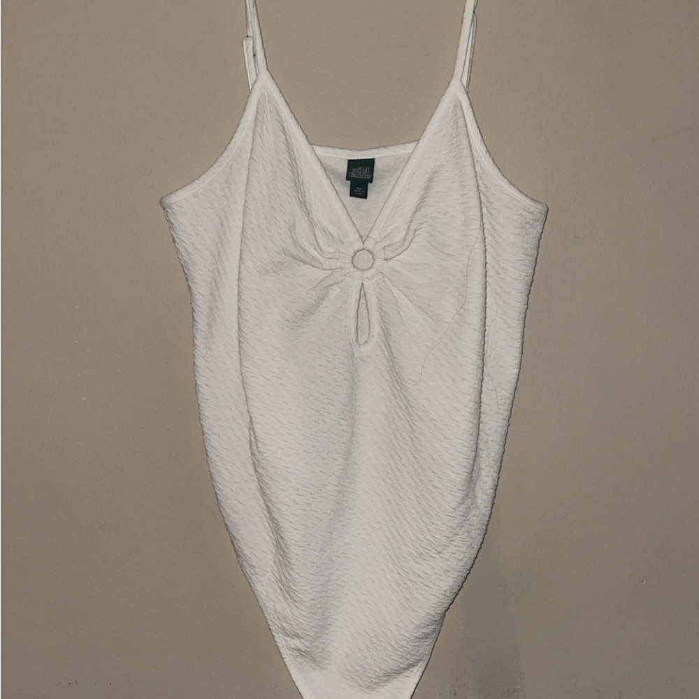 Wild Fable White Textured Top with Ring Detail